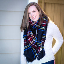 Load image into Gallery viewer, Cozy Days Plaid Blanket Scarf - Black