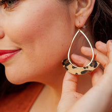 Load image into Gallery viewer, Cassandra faux leather crescent earrings in leopard