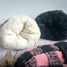 Load image into Gallery viewer, Buffalo Check Beanies with Pom - Pretty in Pink