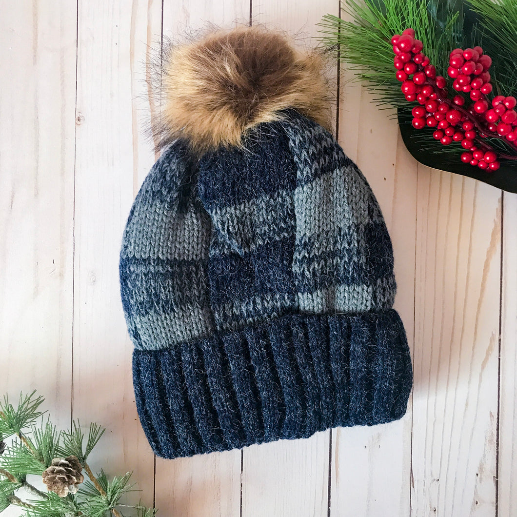 Buffalo Check Beanies with Pom - Timeless Navy