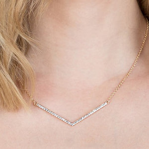 Our classic Chevron necklace in Silver. (Clear  sparkling stones)